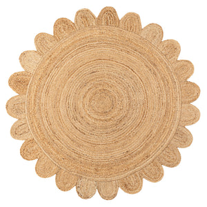 Petal Boho Jute Scalloped Circle Round Area Rug