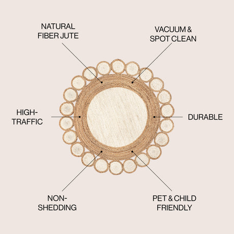 Skye Two-Tone Jute Circle Border Round Area Rug