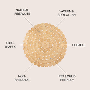 Skye Two-Tone Jute Circle Border Round Area Rug