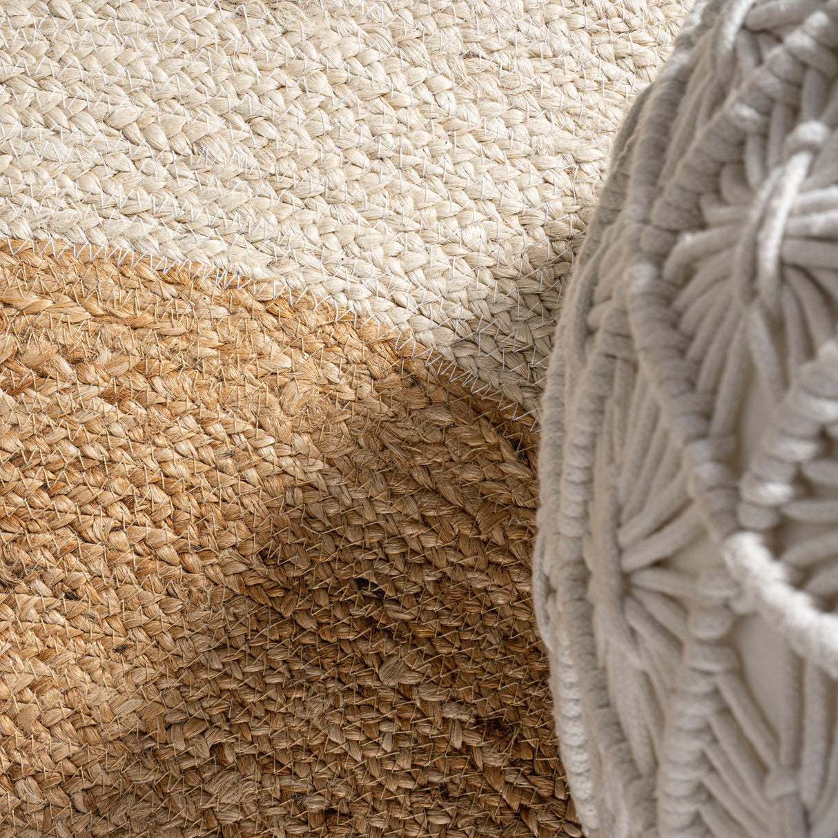 Oceana Two-Tone Boho Jute Circle Round Area Rug