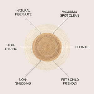 Oceana Two-Tone Boho Jute Circle Round Area Rug