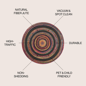 Abyss Braided Bohemian Coastal Round Jute Round Area Rug