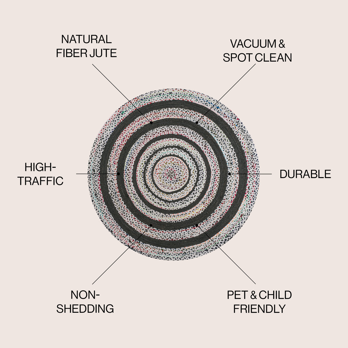 Abyss Braided Bohemian Coastal Round Jute Round Area Rug