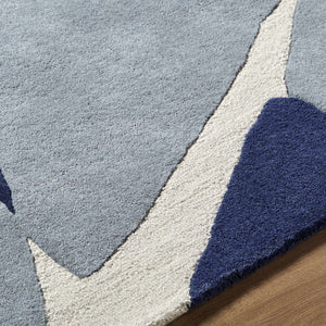Robbins Modern Blue Wool Rug