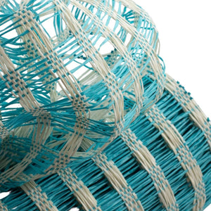 10" Poly Burlap Check Mesh Ribbon: Turquoise & Cream