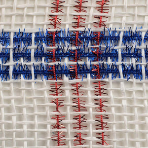 10" Poly Burlap Mesh Ribbon: Patriotic Tinsel Check