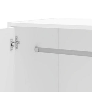 Modern White 2-Door Wardrobe Armoire Cabinet with Clothes Hanging Rod