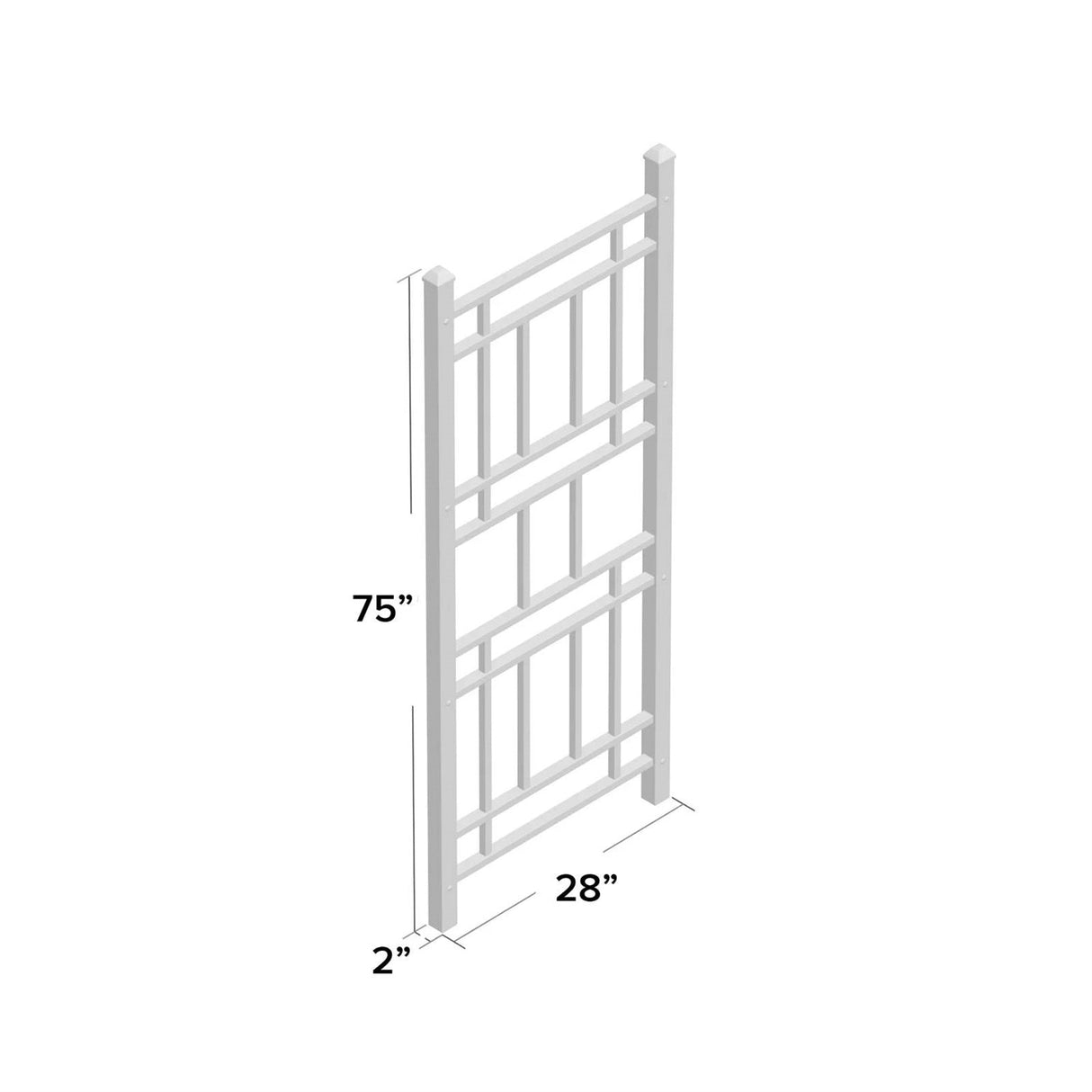 75-inch White Vinyl Outdoor Garden Trellis - Made in USA
