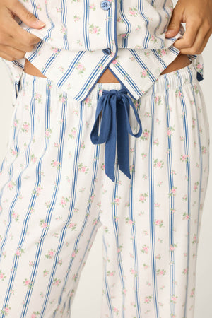 Cotton Jersey Stripes & Blooms Cropped PJ Set