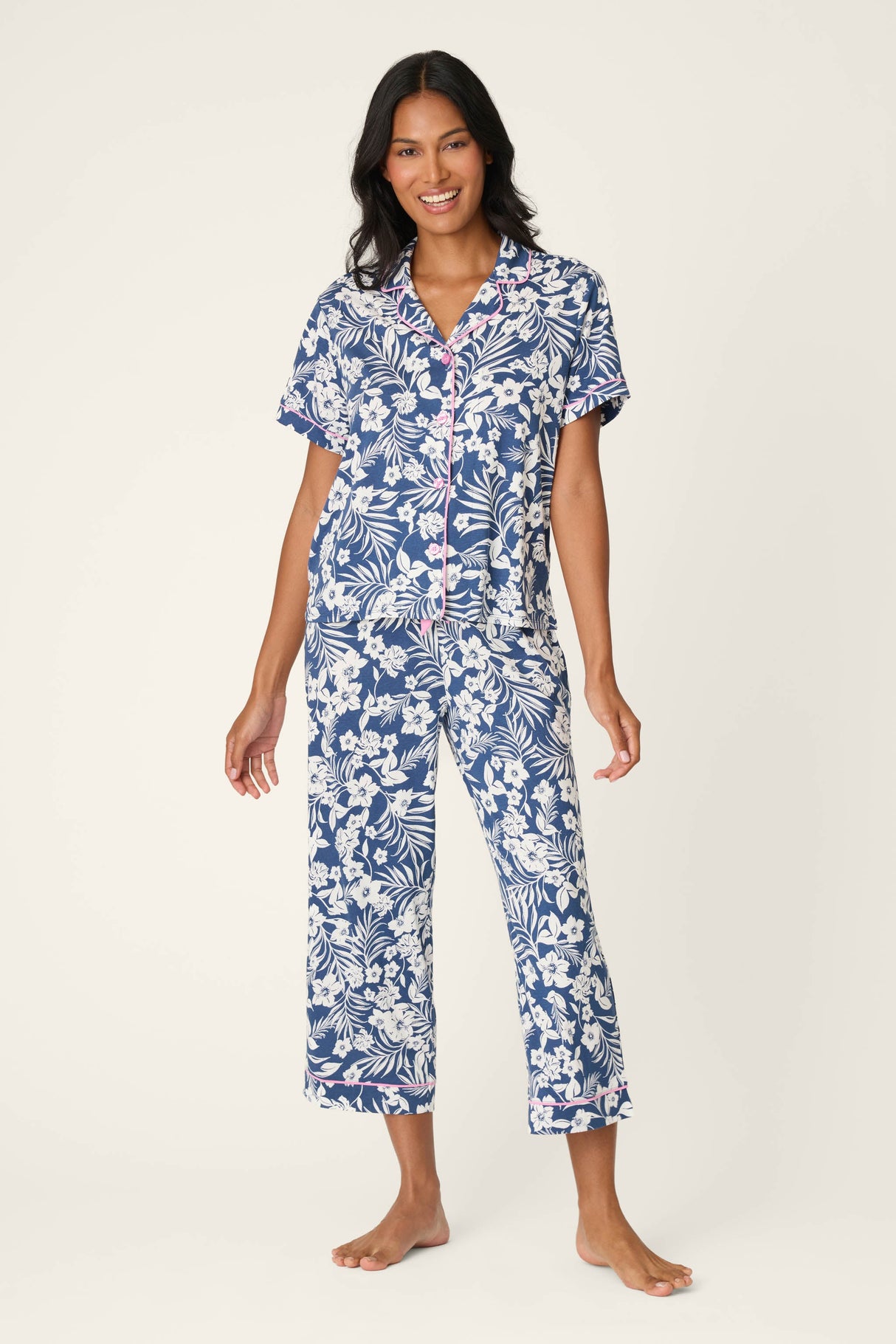 Cotton Jersey Midnight Garden Cropped PJ Set
