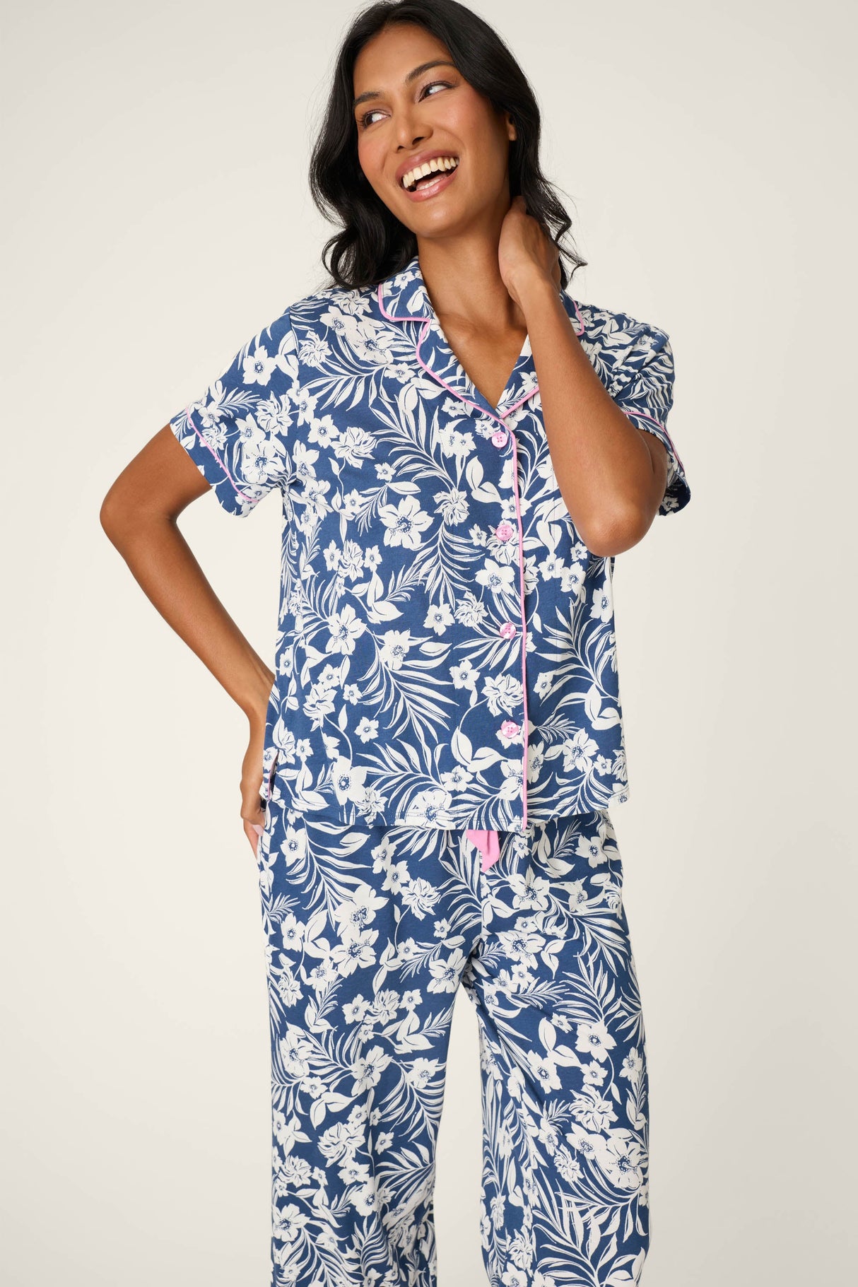 Cotton Jersey Midnight Garden Cropped PJ Set