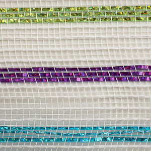 10" Cotton Poly Deco Mesh Ribbon: White/Multi (10 Yards)