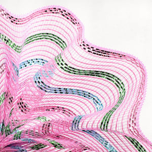 10.5" Metallic Poly Faux Jute Stripe Mesh Ribbon: Pink (10 Yards)