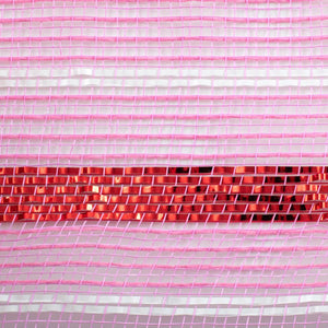 10.5" Poly Faux Jute Metallic Mesh Ribbon: Pink/Red (10 Yards)