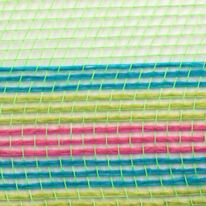 10" Border Stripe Mesh Ribbon: Lime, Hot Pink, Fresh Green, Turquoise