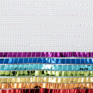 10" Metallic Foil Border Mesh Ribbon: Rainbow (10 Yards)