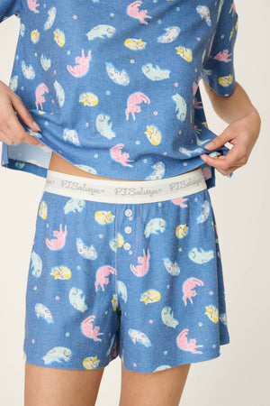 Boyfriend Boxer Cat Nap Short PJ Set