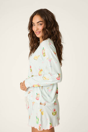 It's Five O'clock Somewhere Cocktail Print Long Sleeve Top