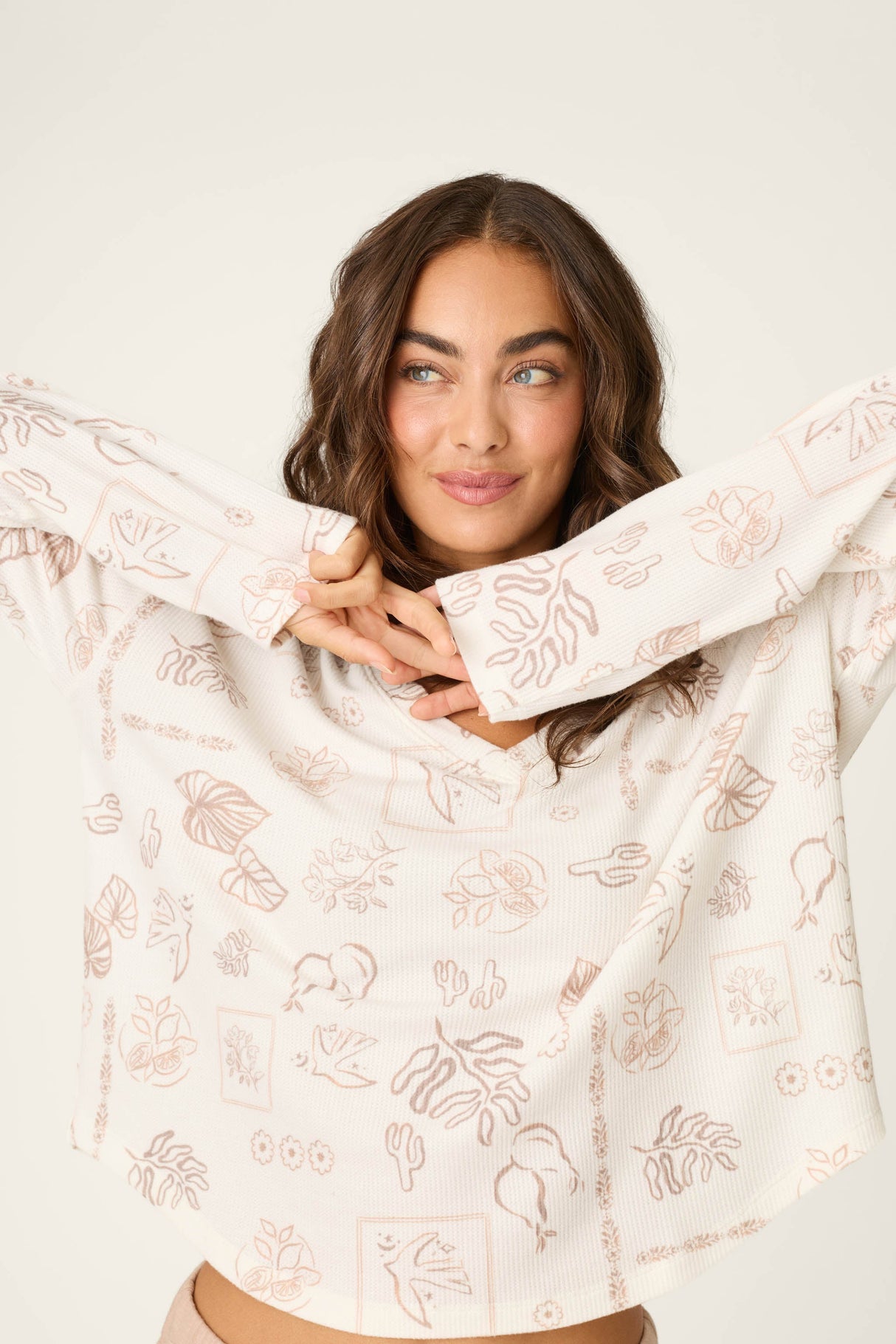 Palms Away Bistro Botanicals Long Sleeve Top