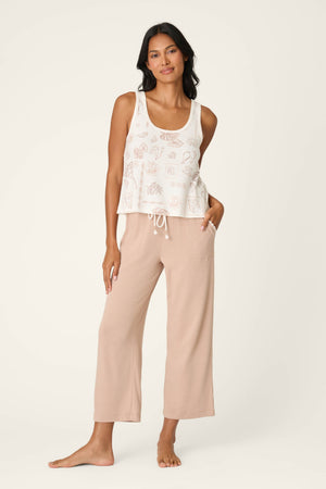 Palms Away Warm Taupe Cropped Lounge Pants