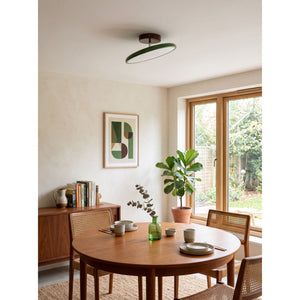 Orbitra | Flush Mount LED Ceiling Light with Swivel Arm, Dimmable Beige or Green Fixture