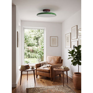 Orbitra | Flush Mount LED Ceiling Light with Swivel Arm, Dimmable Beige or Green Fixture