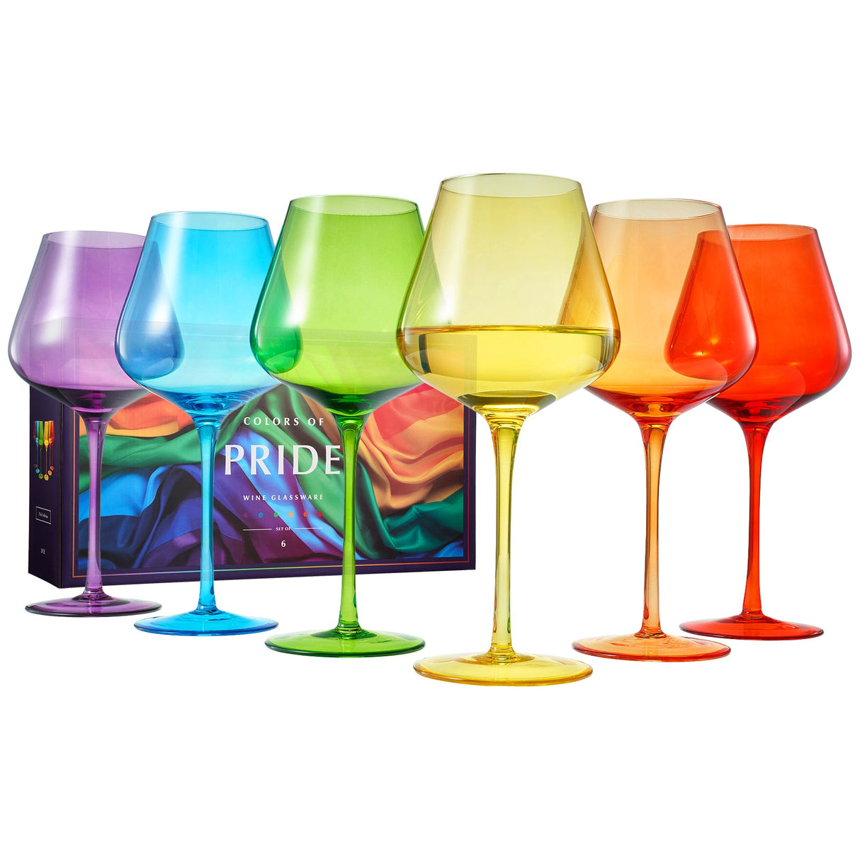 Stagioni Stemmed Wine Glassware, Set of 6, "Pride"