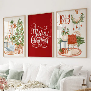 Winter Scene Print Xmas Wall Decor Poster Art