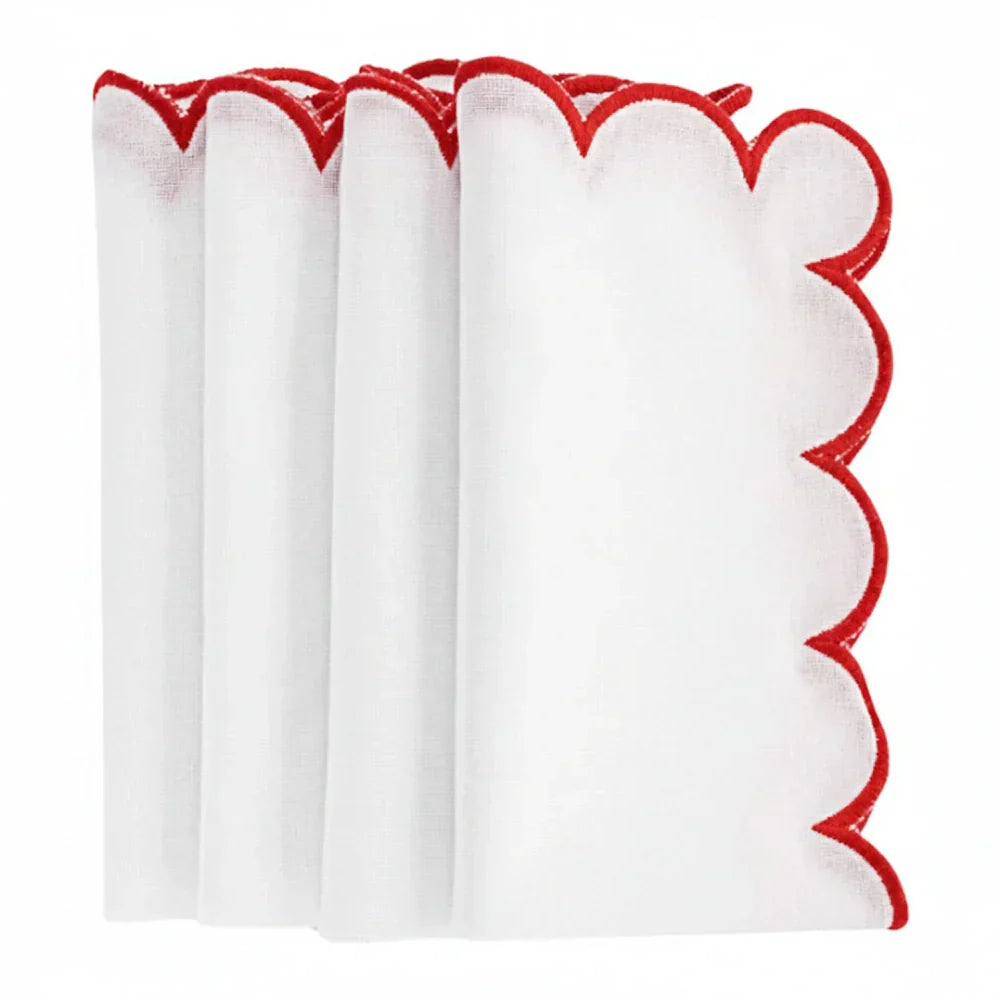 Red Fabric Napkins - Scalloped