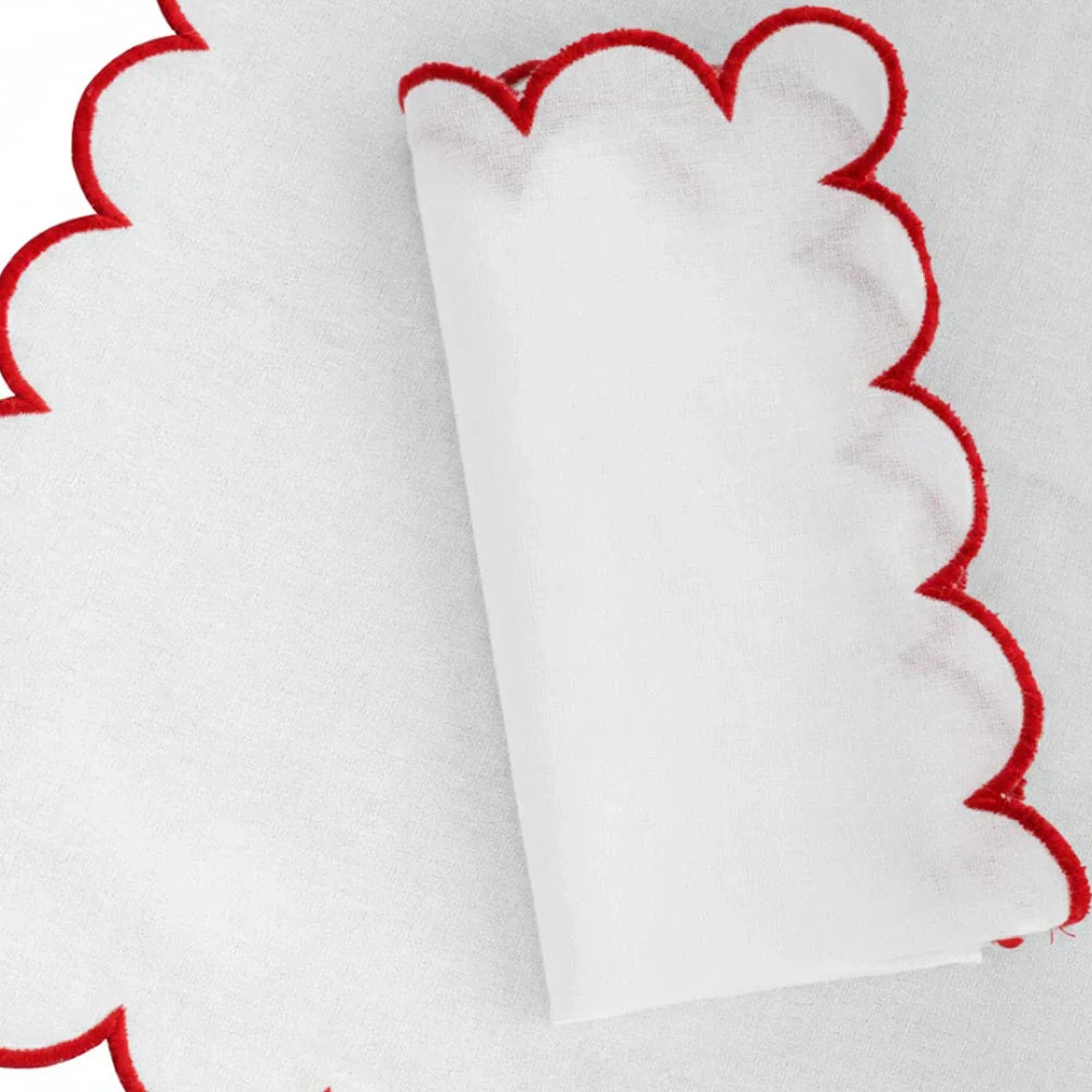 Red Fabric Napkins - Scalloped