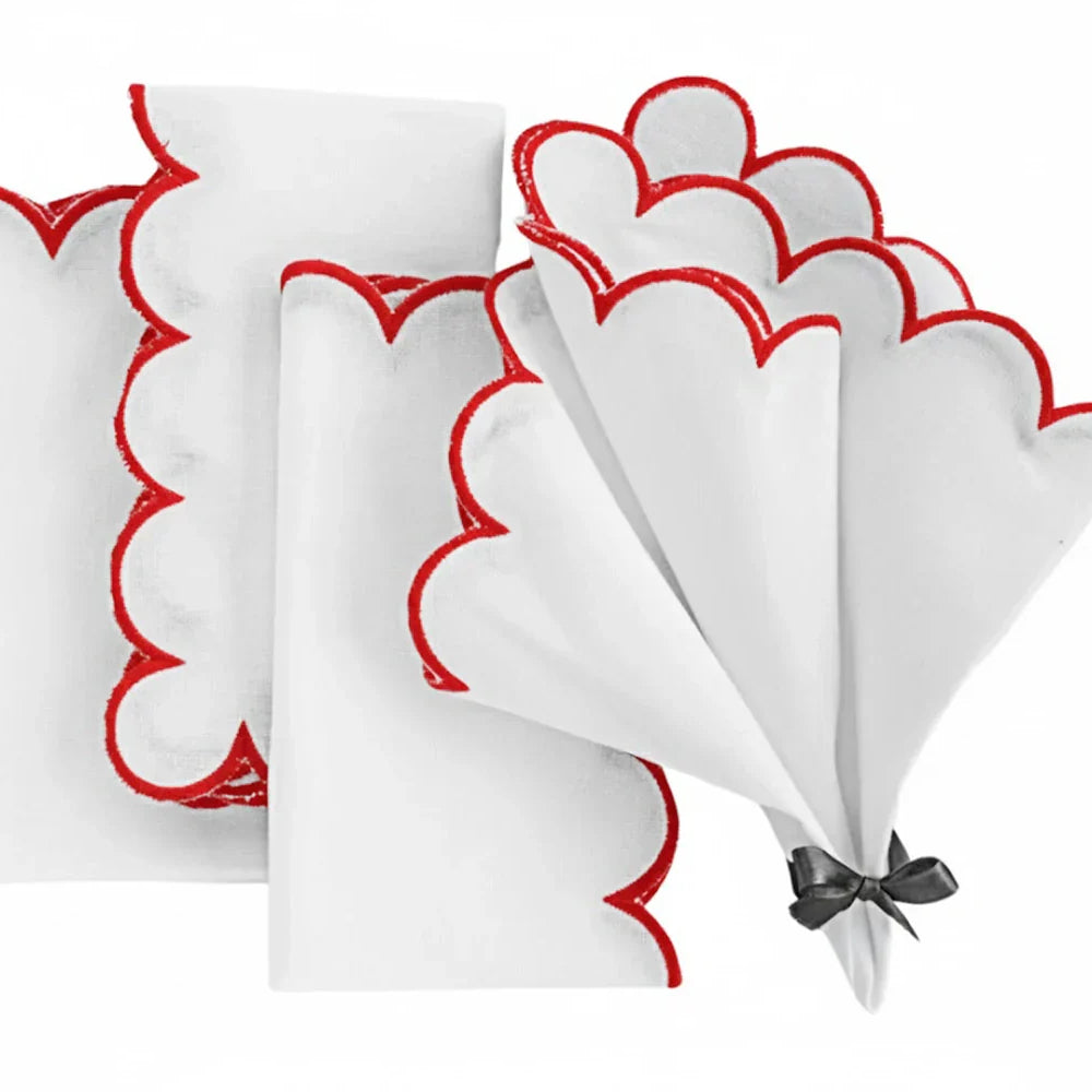 Red Scalloped Edge Napkins - LongWave