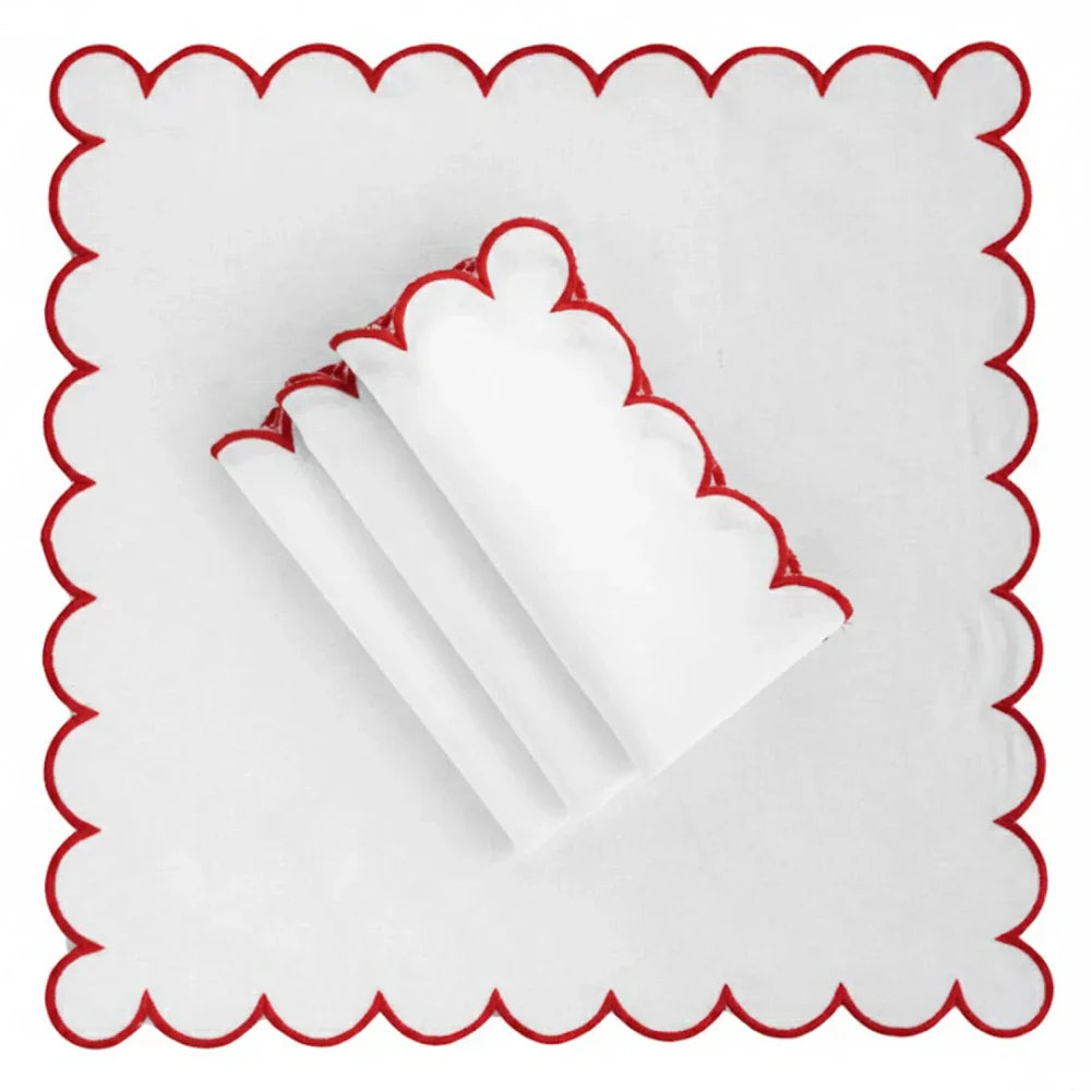 Red Scalloped Edge Napkins - LongWave
