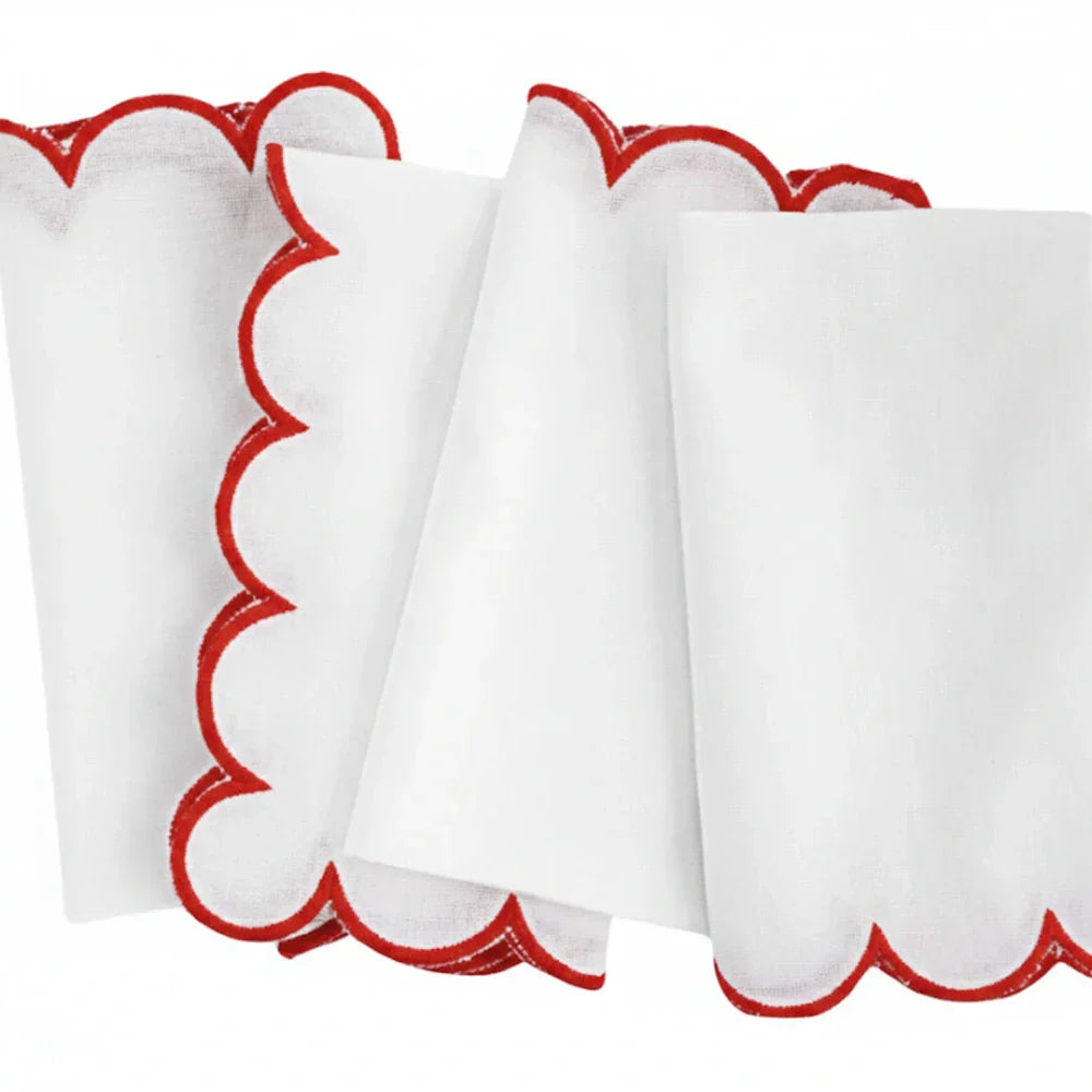 Red Scalloped Edge Napkins - LongWave