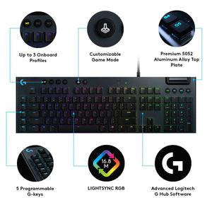 Refurbished - Logitech - G815 LIGHTSYNC Full-size Wired Gaming Keyboard - Carbon - 920-008984