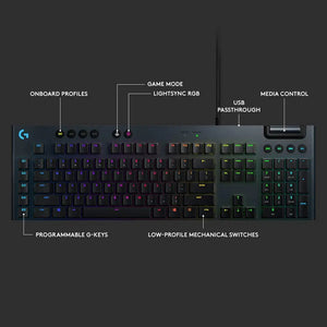 Refurbished - Logitech - G815 LIGHTSYNC Full-size Wired Mechanical GL Linear Switch Gaming Keyboard