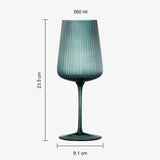 Tonal Ribbed Stemmed Wine Glassware, Set of 6