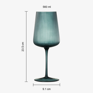 Tonal Ribbed Stemmed Wine Glassware, Set of 6