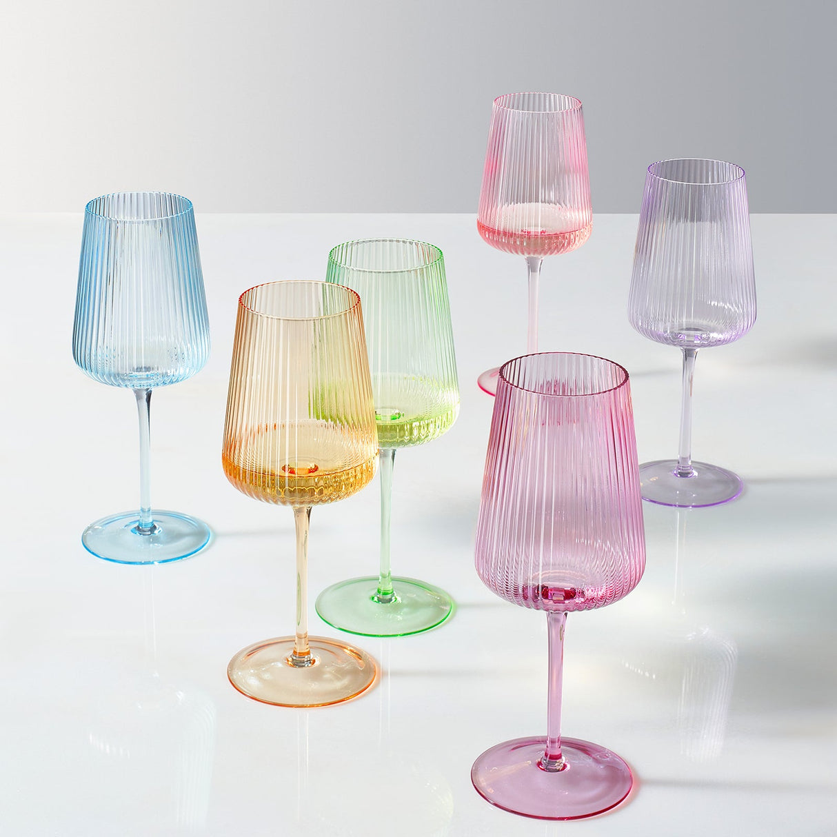 Monet Ribbed Stemmed Wine Glassware, Set of 6