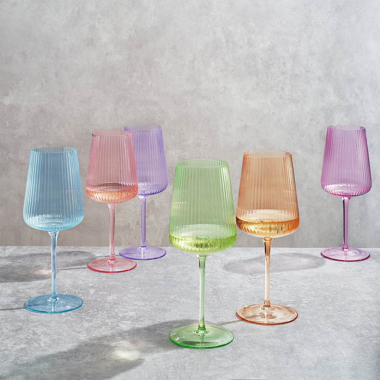 Monet Ribbed Stemmed Wine Glassware, Set of 6