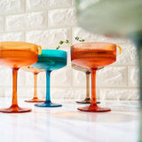 Eze Acrylic Ribbed Champagne Coupe, Cocktail Glassware, Set of 6