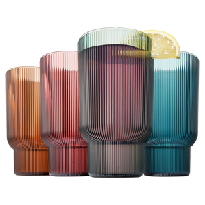 Eze Acrylic Ribbed Highball Glassware, Set of 4