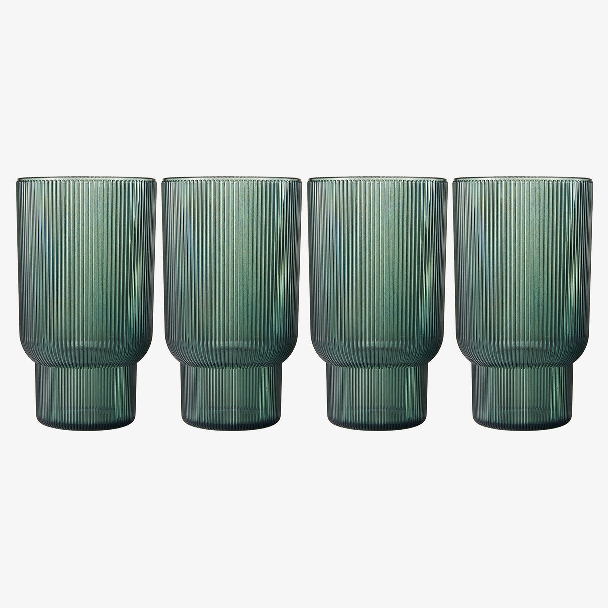 Eze Acrylic Ribbed Highball Glassware, Set of 4