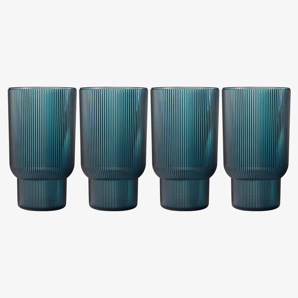 Eze Acrylic Ribbed Highball Glassware, Set of 4
