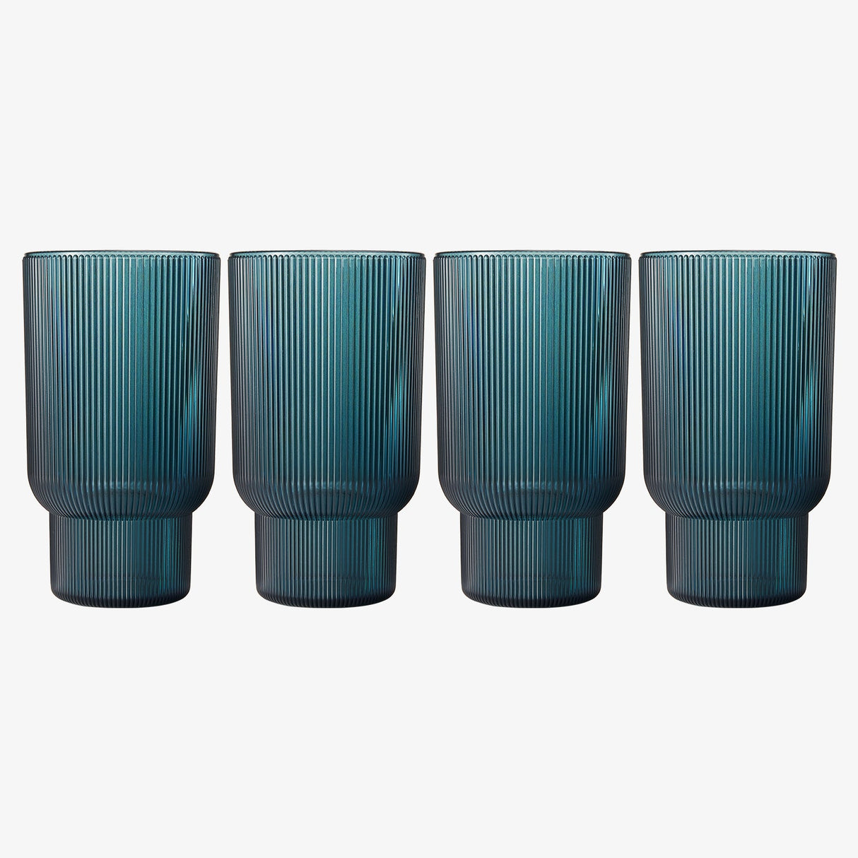 Eze Acrylic Ribbed Highball Glassware, Set of 4