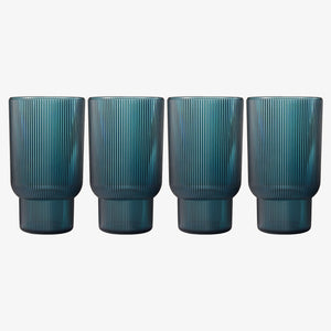 Eze Acrylic Ribbed Highball Glassware, Set of 4