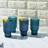 Eze Acrylic Ribbed Highball Glassware, Set of 4
