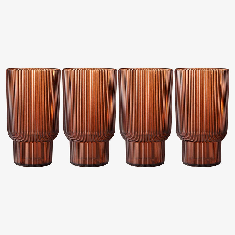 Eze Acrylic Ribbed Highball Glassware, Set of 4