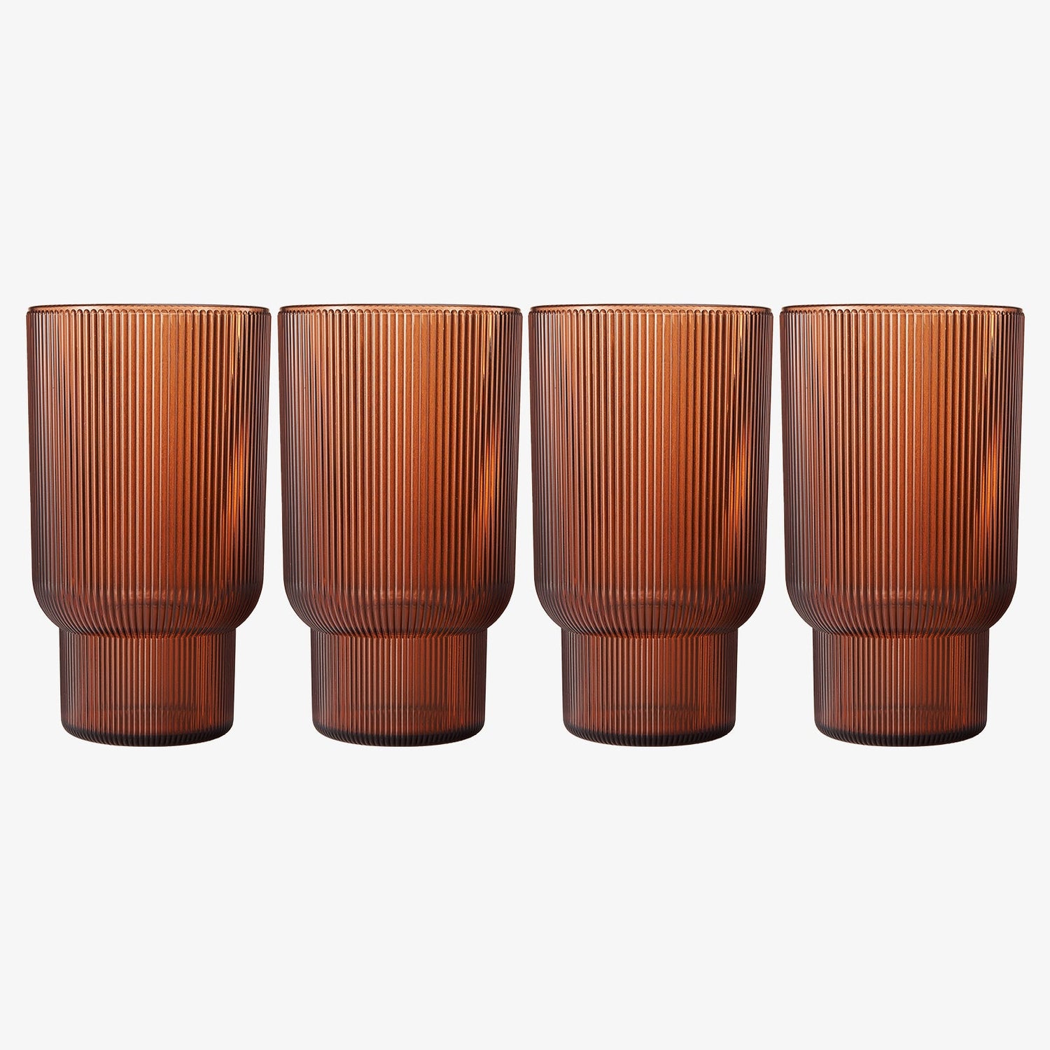 Eze Acrylic Ribbed Highball Glassware, Set of 4