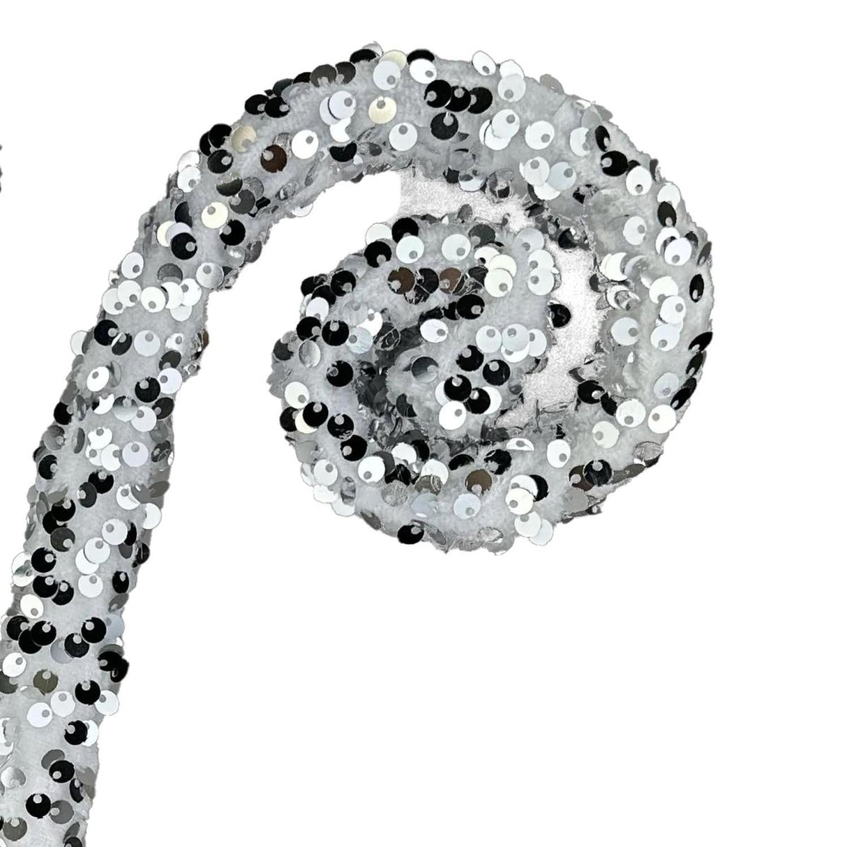 29" Glitter Scroll Curly Spray: Silver