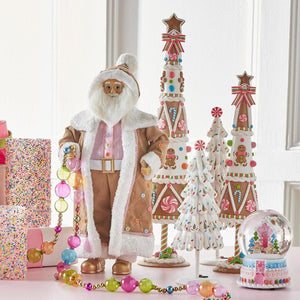18" Pastel Gingerbread Christmas Santa Figure